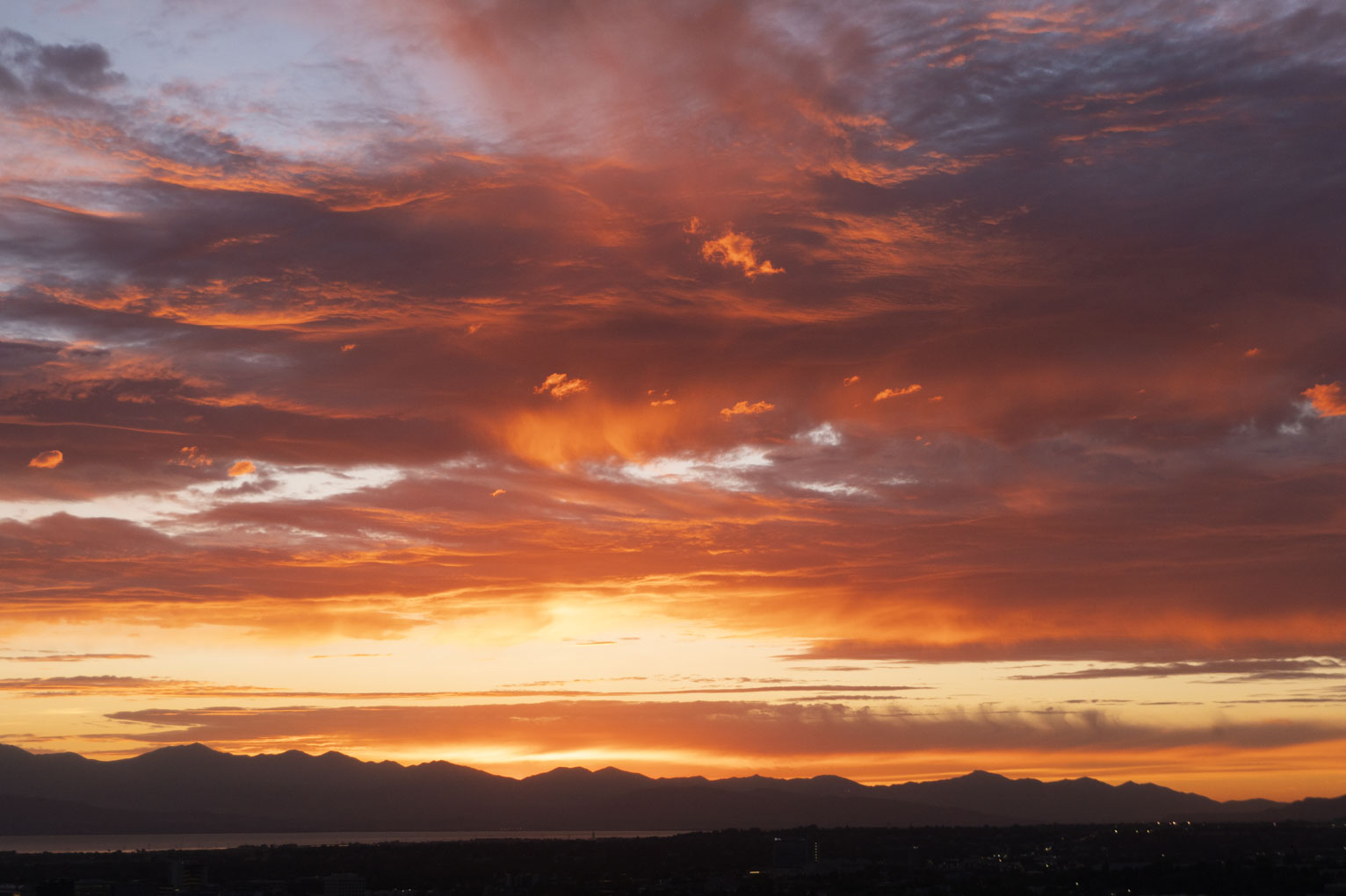 A bright firey orange sunset